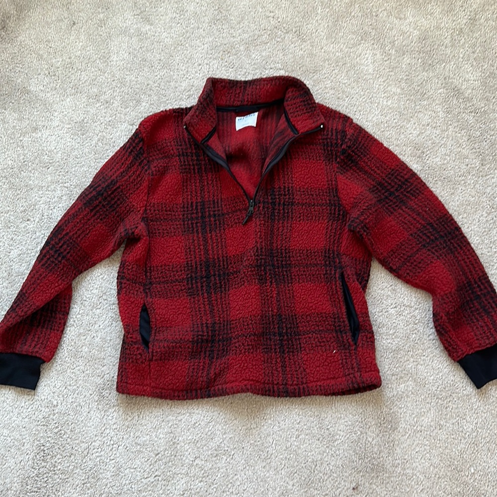 Red and Black Plaid Old Navy Quarter Zip Fleece with Pockets